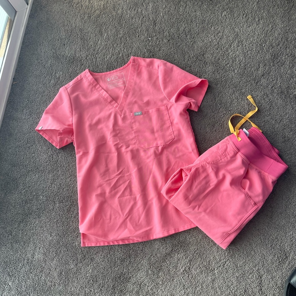 Neon pink figs scrubs
